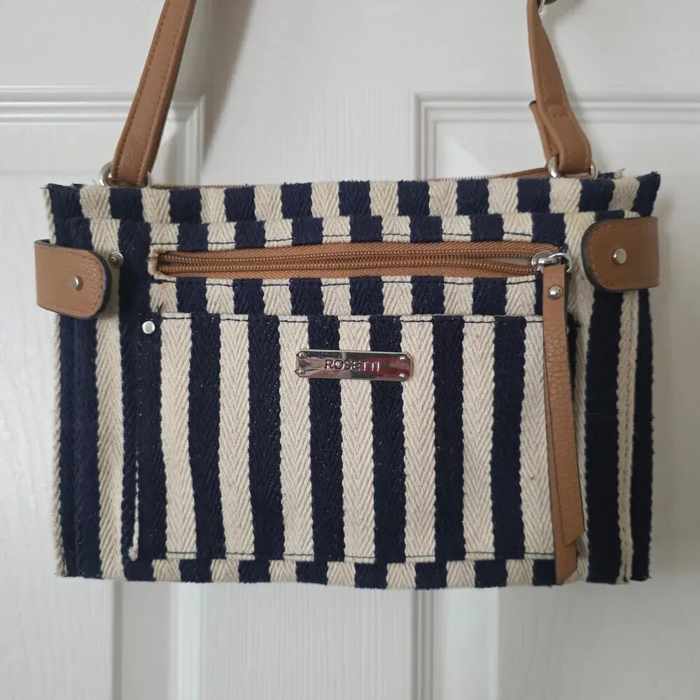 Rosetti Zuma Lizzie Shai Mini Crossbody Navy & White Canvas
